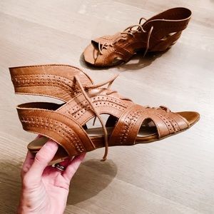 Leather lace up sandals